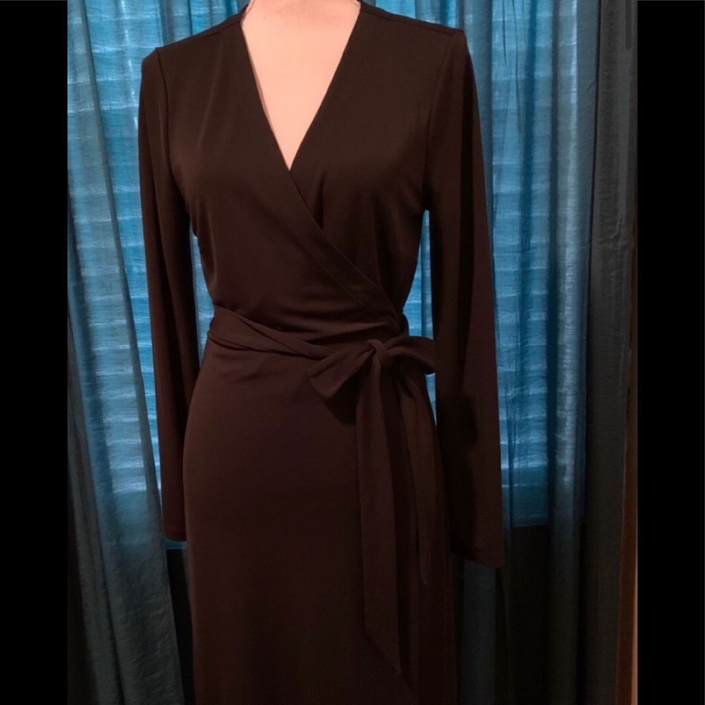 BLACK Ann Taylor Jersey Matte Wrap Dress